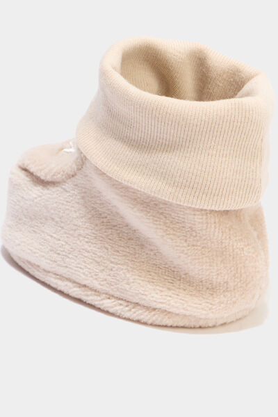 Chaussettes de naissance brod&eacute;es taupe b&eacute;b&eacute;