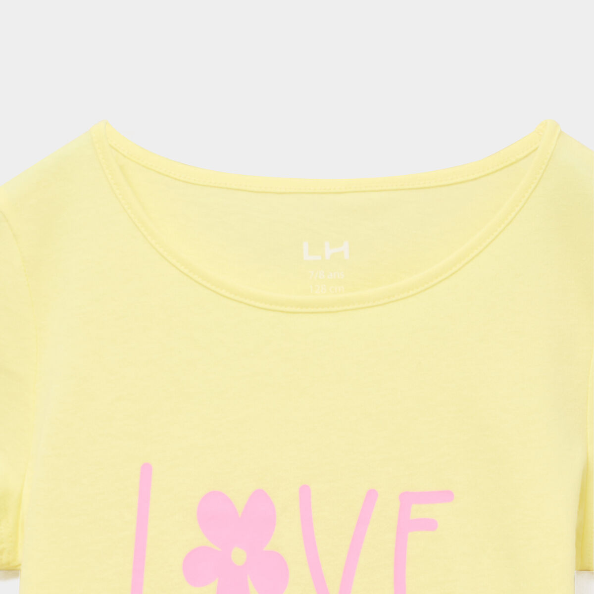 Ensemble pyjama short et t-shirt coton jaune clair fille