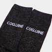 Chaussettes &agrave; fils m&eacute;tallis&eacute;s mi-hautes noir femme