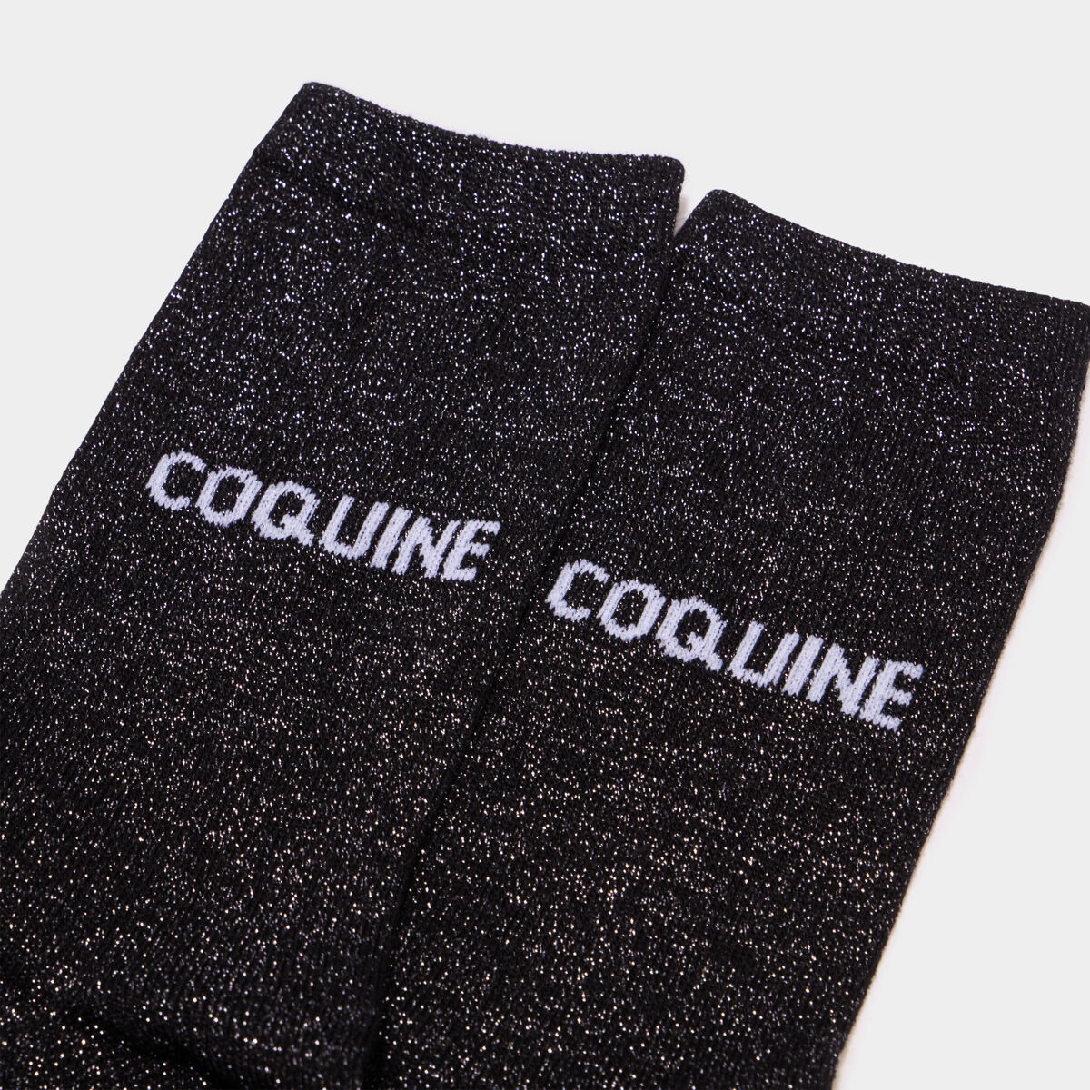 Chaussettes &agrave; fils m&eacute;tallis&eacute;s mi-hautes noir femme