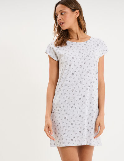 Chemise de nuit manches courtes gris clair femme