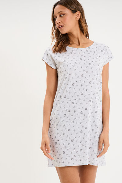 Chemise de nuit manches courtes gris clair femme
