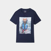 T-shirt col rond manches courtes coton bleu marine garçon