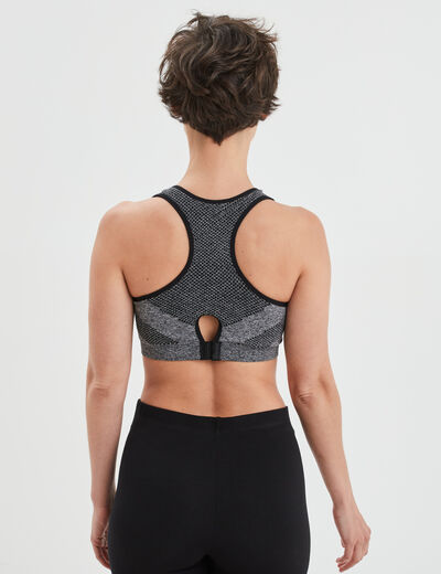 Brassière sport microfibre dos nageur gris femme
