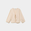 Blouse nou&eacute;e devant manches 3/4 sable femme
