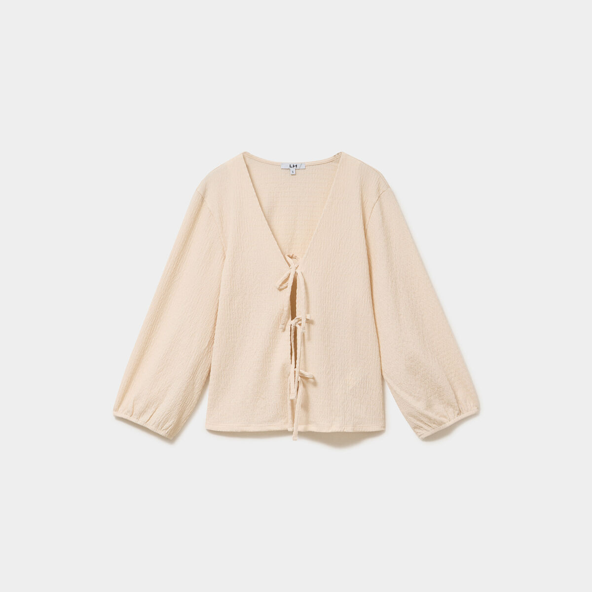 Blouse nou&eacute;e devant manches 3/4 sable femme