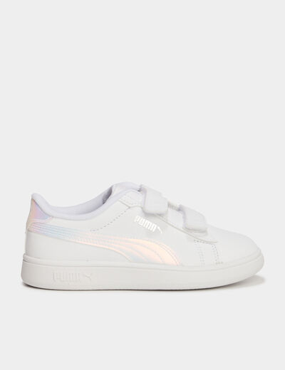 Tennis basses à scratchs Puma blanc fille