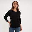 Gilet col rond manches longues noir femme