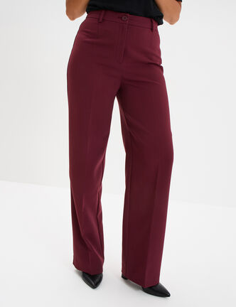 Pantalon droit avec pinces violet foncé femme
