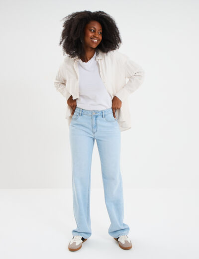Jeans baggy taille haute coton denim triple stone femme