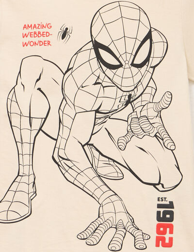 T-shirt manches courtes Spider-Man ecru gar&ccedil;on