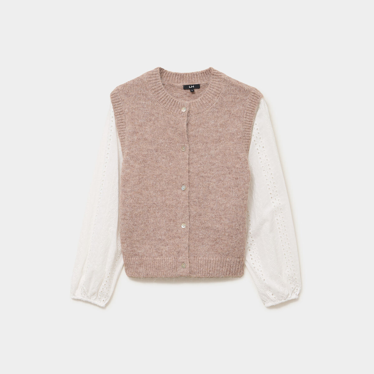 Gilet effet 2-en-1 beige femme