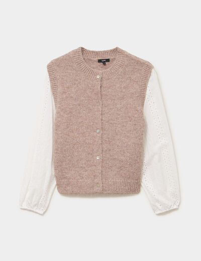 Gilet effet 2-en-1 beige femme