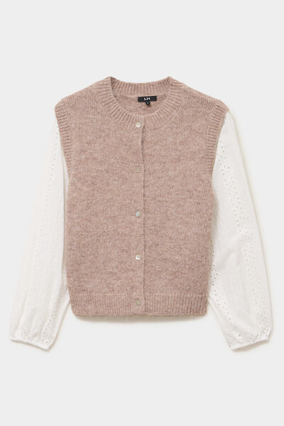 Gilet effet 2-en-1 beige femme