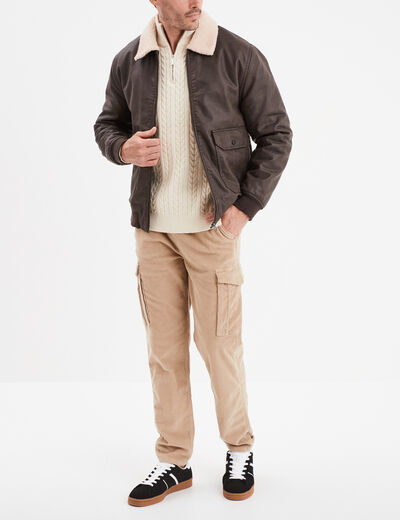 Blouson simili cuir col aviateur Creeks marron homme