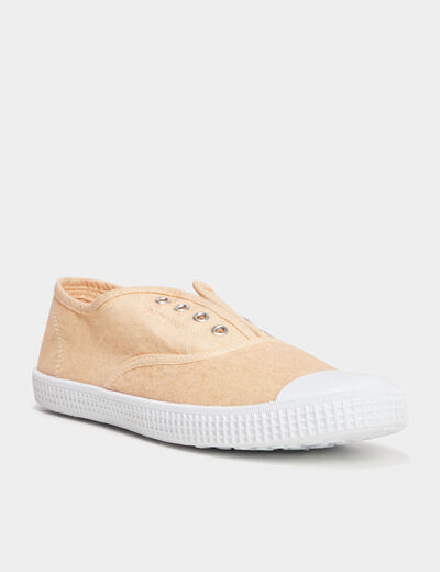 Tennis basses en toile à enfiler rose femme