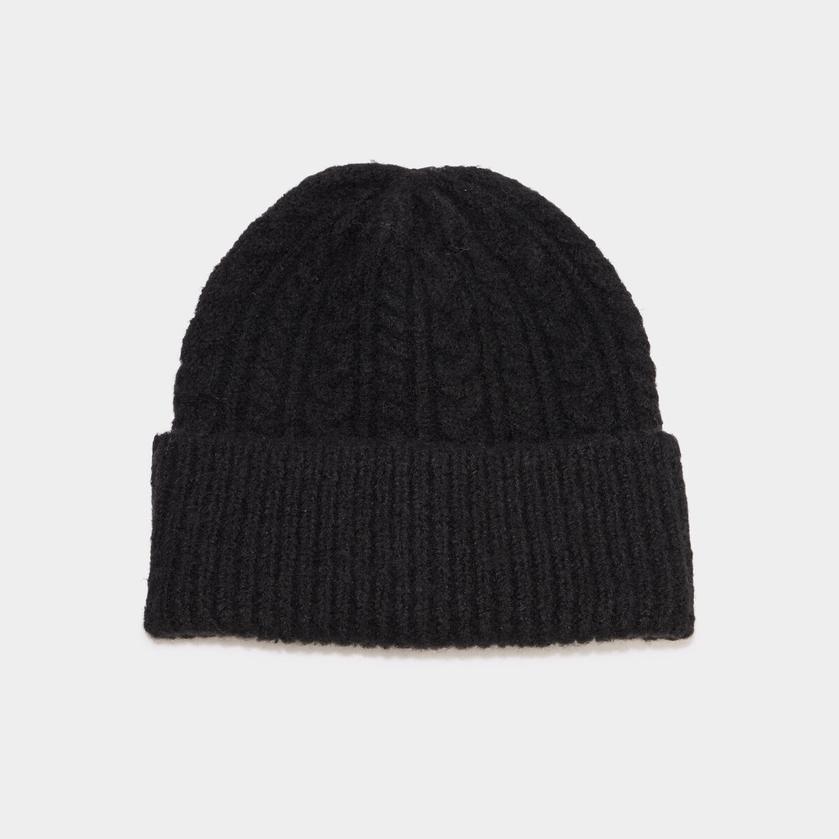 Bonnet tricot&eacute; torsades noir femme