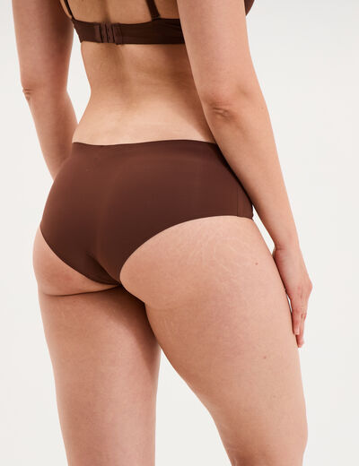 Shorty microfibre sans coutures marron femme