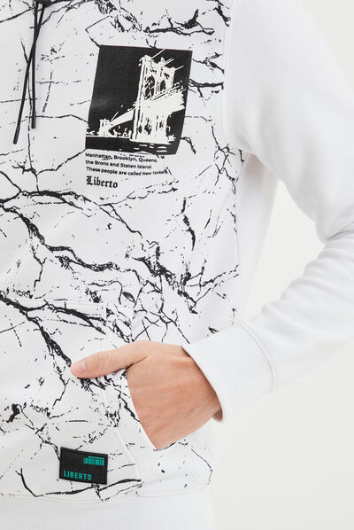 Sweat à capuche hoodie Liberto blanc homme