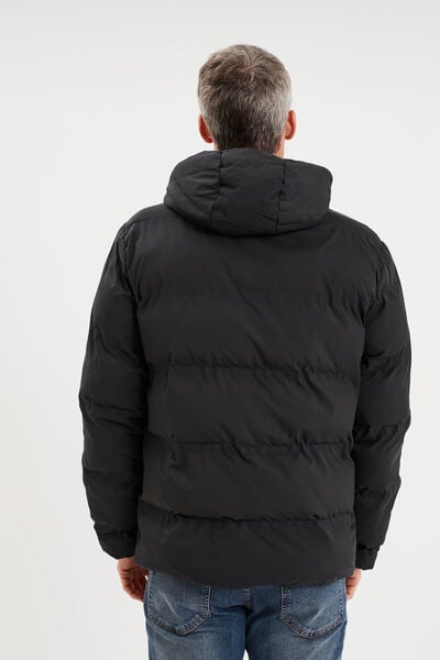Doudoune courte &agrave; capuche d&eacute;perlante noir homme