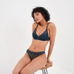 Tanga en dentelle bleu canard femme