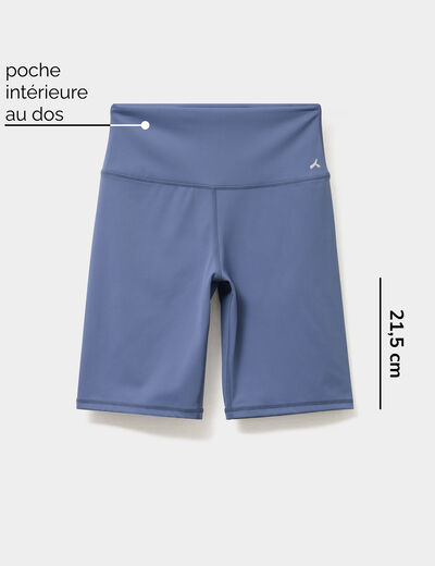 Short cycliste de sport taille haute bleu fonc&eacute; femme