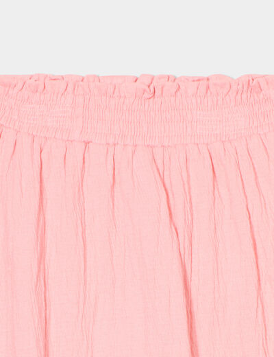 Pantalon fluide taille smockée rose bébé fille