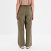 Pantalon regular cargo fluide vert kaki femme