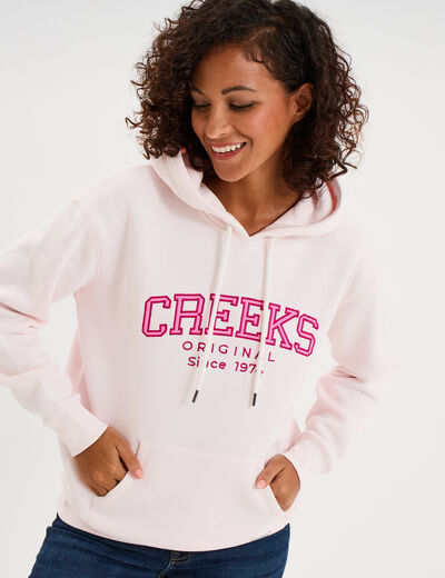 Sweat &agrave; capuche hoodie rose clair femme