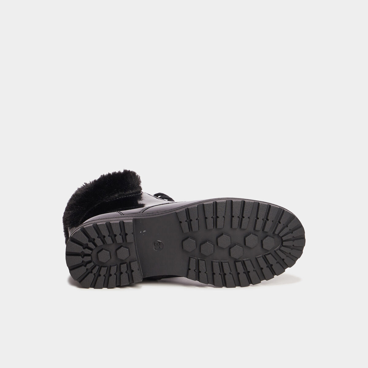 Bottines vernies bords fourrés noir fille