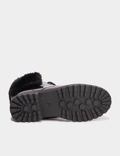 Bottines vernies bords fourrés noir fille