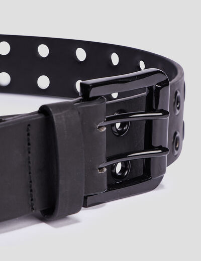 Ceinture avec oeillets noir femme