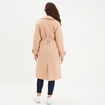 Trench long ceinturé et boutonné sable femme