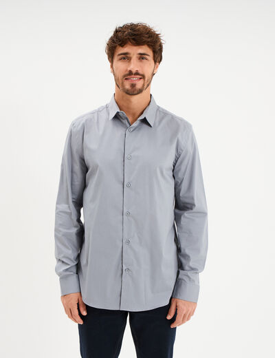 Chemise stretch manches longues bleu gris homme