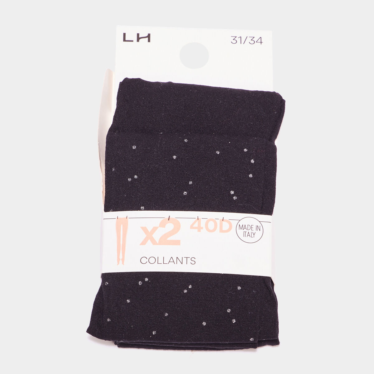 Lot 2 collants semi-transparents 40D noir fille
