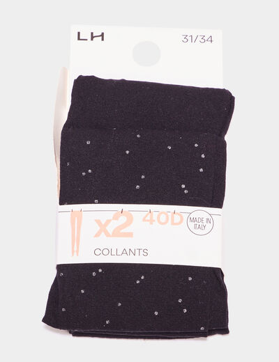 Lot 2 collants semi-transparents 40D noir fille