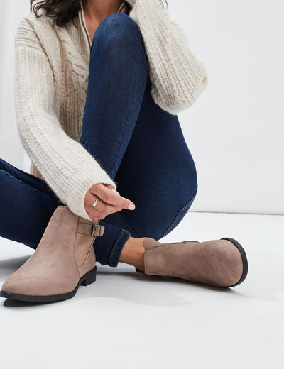 Bottines chelsea avec boucles taupe femme