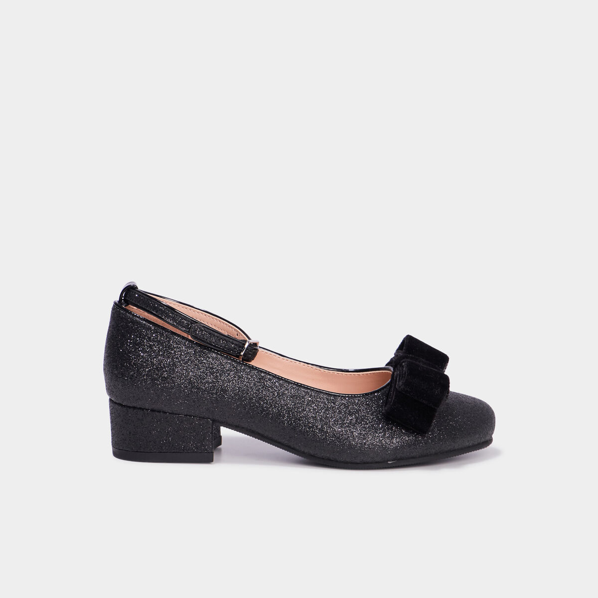 Babies &agrave; talons paillet&eacute;es avec noeuds noir fille
