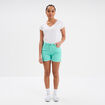 Short en jean slim coton stretch bleu turquoise femme