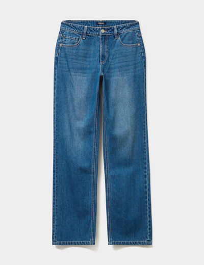 Jeans baggy taille haute coton denim stone femme