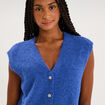 Gilet sans manches col en V bleu roi femme