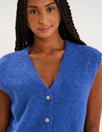 Gilet sans manches col en V bleu roi femme
