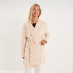 Peignoir court effet velours ceintur&eacute; rose femme