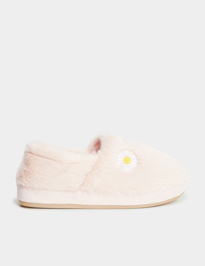 Chaussons fausse fourrure rose femme
