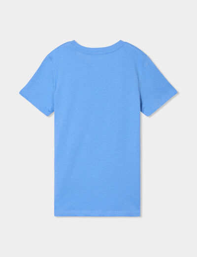 T-shirt col rond manches courtes coton bleu lavande garçon