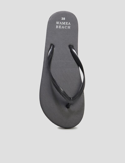 Tongs semelle plate noir femme