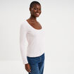 T-shirt coton stretch manches longues rose clair femme