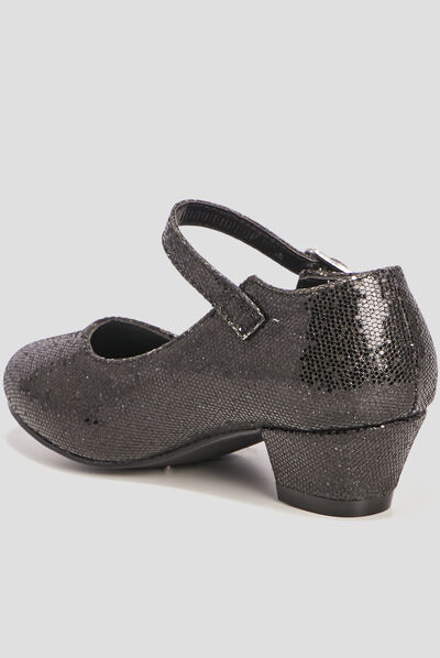 Babies à talons pailletées noir fille