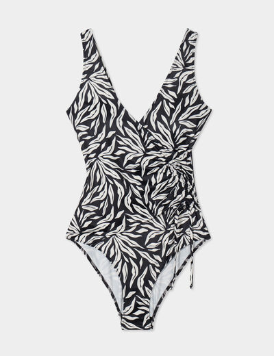 Maillot de bain une pi&egrave;ce crois&eacute; noir femme