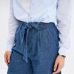 Short large jean coton ceinture à nouer denim double stone femme